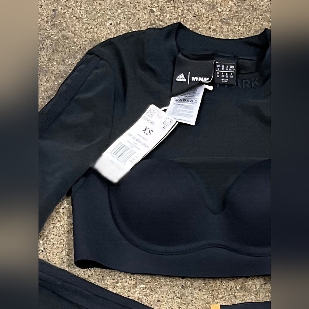 Adidas Ivy Park Black and Gold Mesh Crop Top/ Pants 2pc Set Size  Xs - Picture 4 of 7
